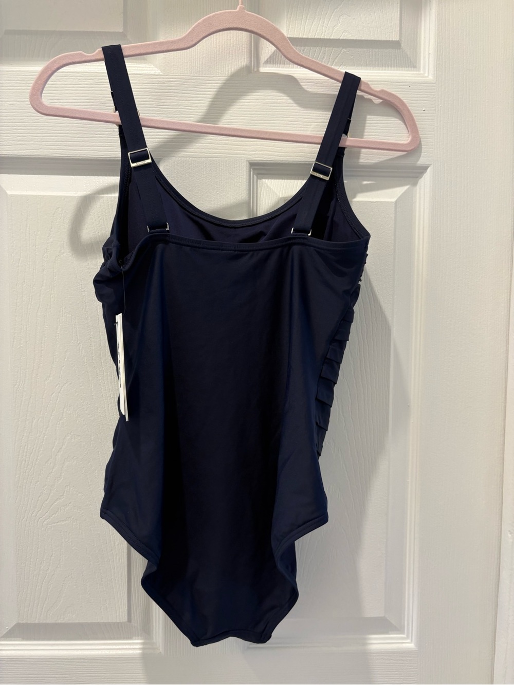 NWT DKNY Navy Ruched OnePiece size  S UPF 40+Tummy Compression Adjustable Straps - Picture 5 of 11
